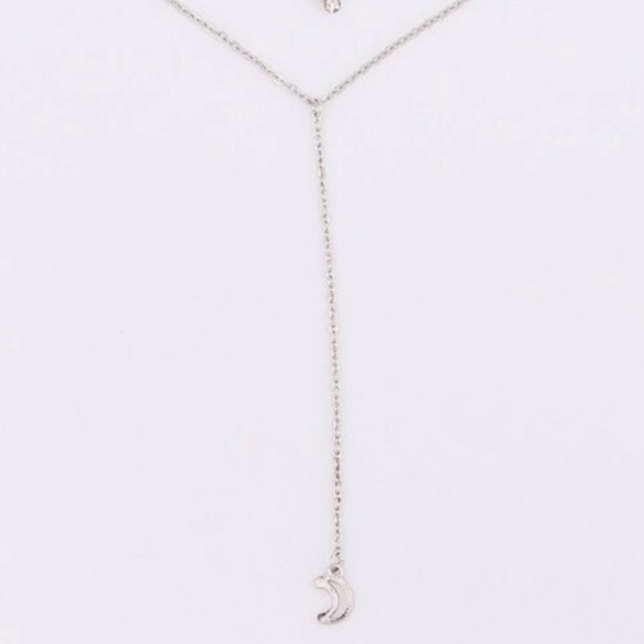 Silver Moon Necklace + Disc & Rhinestone Choker - Picture 4 of 7